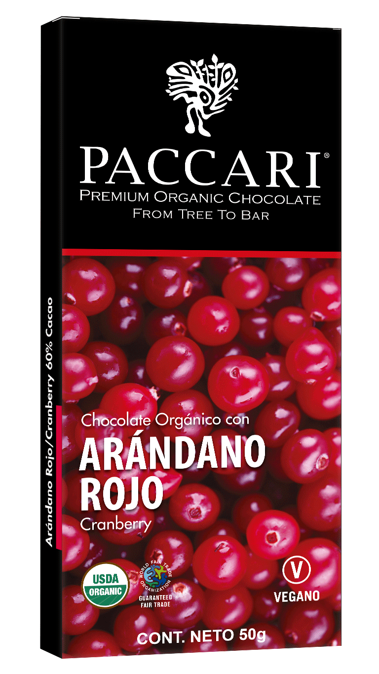 CHOCOLATE C/ARANDANOS ROJOS PACCARI 50G